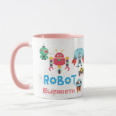 Mug Les filles aiment les ROBOTS rose nommé Funny mign (Gauche)
