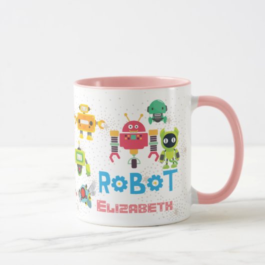Mug Les filles aiment les ROBOTS rose nommé Funny mign (Droite)