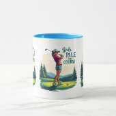 Mug Les filles gouvernent le parcours Retro Golf Illus (Centre)