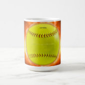 Mug Les flammes de balle rapide de softball jaune de S (Centre)
