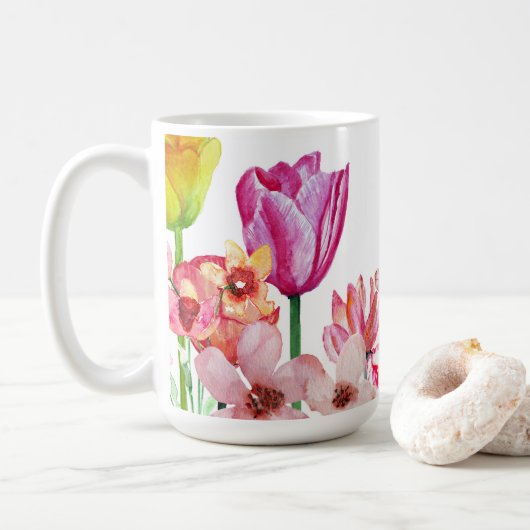 Mug Les fleurs du jardin du printemps (Avec donut)