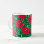 Mug Les fleurs rouges d'Hibiscus sur les Feuilles trop (Devant gauche)