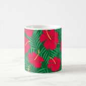 Mug Les fleurs rouges d'Hibiscus sur les Feuilles trop (Centre)