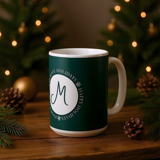 Mug Les flocons de neige Joyeuses Vacances Vert foncé