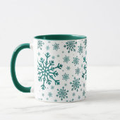 Mug Les flocons de Noël vert émeraude en blanc d'hiver (Gauche)
