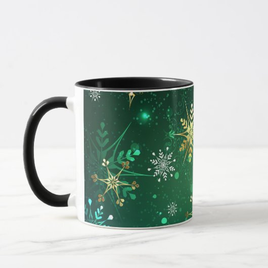 Mug Les flocons dorés de Noël sur l'Arrière - plan ver (Gauche)
