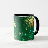 Mug Les flocons dorés de Noël sur l'Arrière - plan ver (Devant droit)