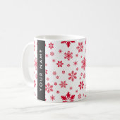 Mug Les flocons rouges, Votre nom, Personnalisez (Devant gauche)