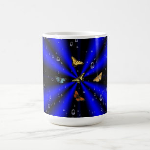 Mug Les gouttes de pluie et le papillon sur le noir et