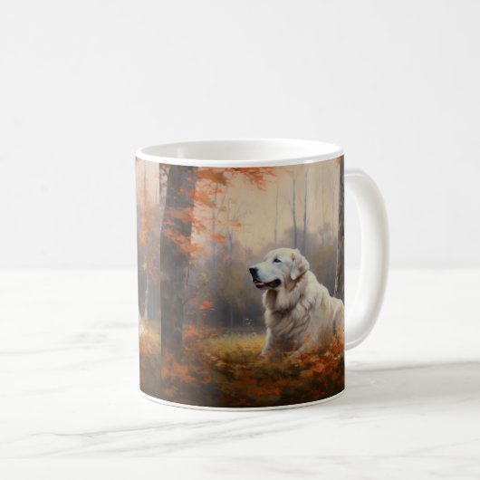 Mug Les grandes Pyrénées à l'automne Feuilles automne (Devant droit)