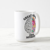 Mug Les grands esprits pensent différemment Cerveau (Devant droit)