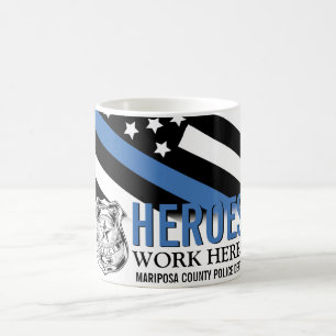 Mug Les héros de la police travaillent ici Ligne bleu