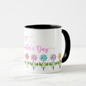 Mug Les Heureux-Mère-Jours, fleurs, vous aiment maman (Devant droit)