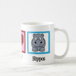 Mug Les hippopotames de paix<br><div class="desc">Un joli cadeau hippo avec un joli signe de paix vert,  le coeur,  et un adorable hippopotame de dessin animé.</div>