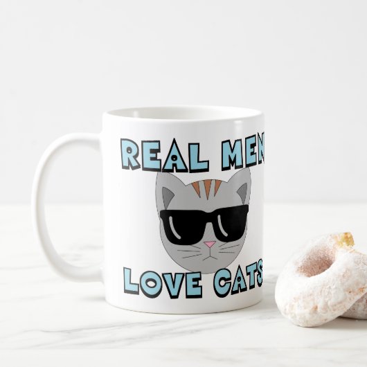 MUG LES HOMMES VRAIS AIMENT LES CHATS (Avec donut)