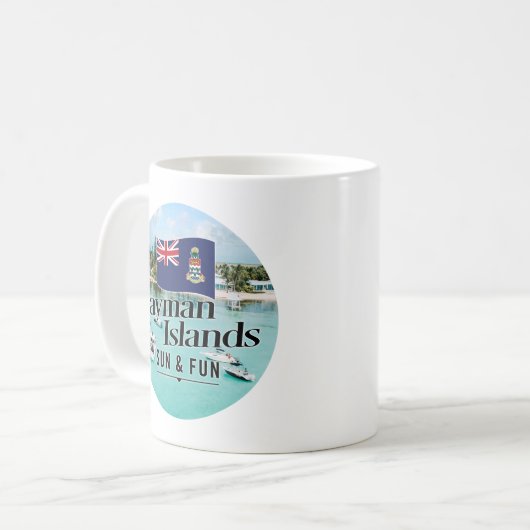 Mug "Les Îles Caïmans Soleil & Amusement" Avec Drapeau (Devant gauche)