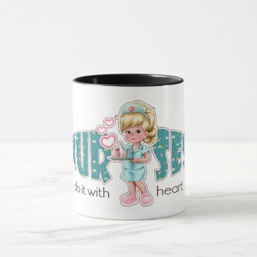 Mug Les infirmières le font avec le Coeur. Cadeau d'ap (Centre)