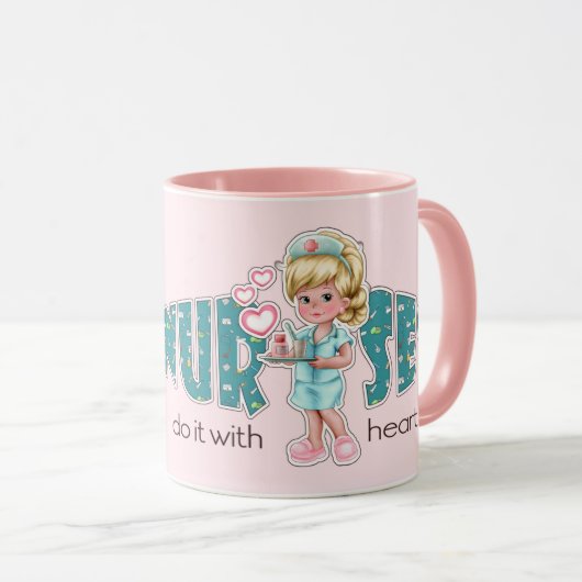 Mug Les infirmières le font avec le Coeur. Cadeau d'ap (Devant droit)