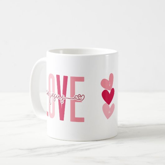 Mug Les initiales de la Saint-Valentin chrétienne aime (Devant gauche)