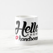 Mug Les lèvres rouges belles noires de lettre bonjour (Centre)