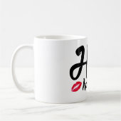 Mug Les lèvres rouges belles noires de lettre bonjour (Gauche)