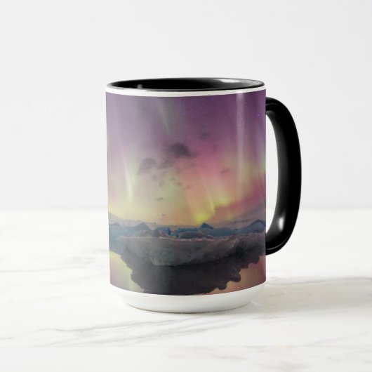 Mug Les lumières d'Aurora se reflètent dans la lagune (Devant droit)