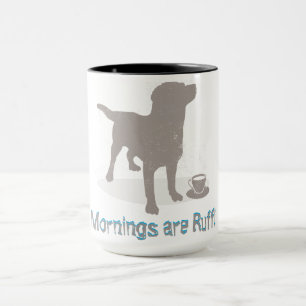 Mug "Les matins sont durs !" avec café pour chien