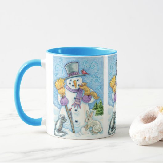 Mug Les mignons animaux construire un bonhomme de neig (Avec donut)