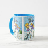 Mug Les mignons animaux construire un bonhomme de neig (Devant gauche)