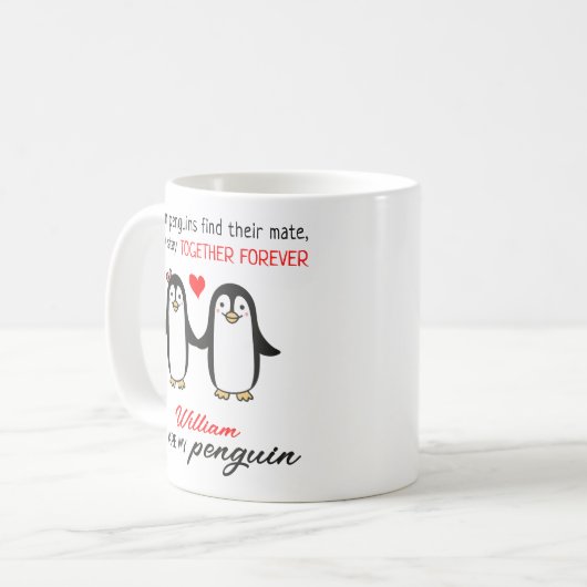 Mug Les mignons pingouins ensemble pour toujours, Sain (Devant gauche)
