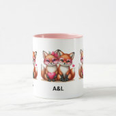 Mug Les mignons renards orange en amour (Centre)