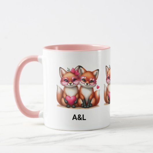 Mug Les mignons renards orange en amour (Gauche)