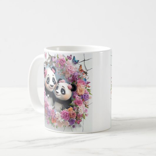 Mug Les Pandas Mère Et Bébé Émergent Jeu Du Mur (Devant gauche)