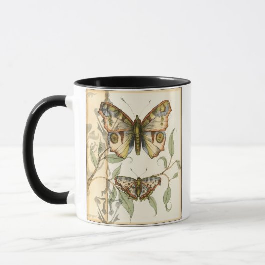 Mug Les papillons Tandem sur les Feuilles verts (Gauche)