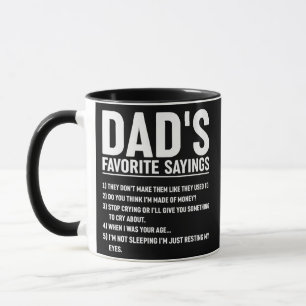 Mug Les paroles préférées de papa de Mens Fête des pèr