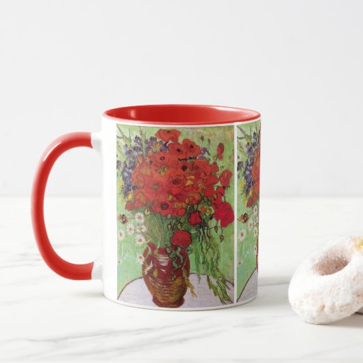 Mug Les pavots rouges et les marguerites de Vincent va (Avec donut)