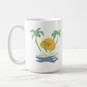 Mug Les paysages de plage tropicaux de l'île. Palmier