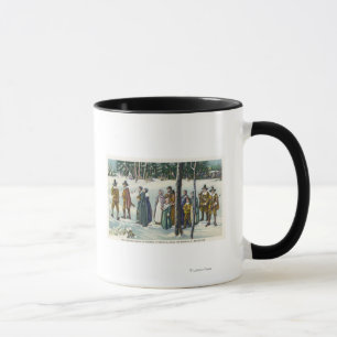 Mug Les pèlerins vont à l'église sur la scène de la ne