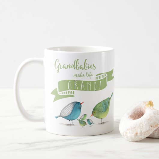 Mug Les petits-enfants font la vie GRAND Oiseaux (Avec donut)