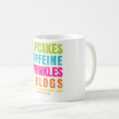 Mug Les petits gâteaux, caféine, arrose et des blogs (Devant droit)