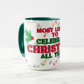 Mug Les Plus Susceptibles De Célébrer Noël (Devant gauche)