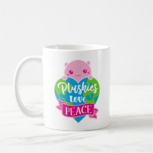 Mug Les Plushies aiment la paix Cute Kawaii Coeur Te