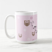 Mug Les points roses de hiboux Brown tourbillonne (Gauche)