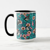Mug Les poulets dans la nature rose, rose et bleu (Gauche)
