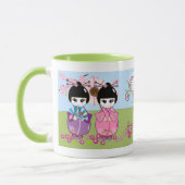 Mug Les poupées japonaises mignonnes, fleurs de (Gauche)