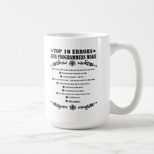 Mug Les programmeurs de Java d'erreurs de Top Ten font (Droite)