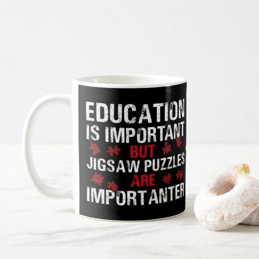 Mug "... les puzzles sont importants", cite la typogra (Avec donut)