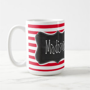 Mug Les rayures rouges du cadmium du tableau noir rétr