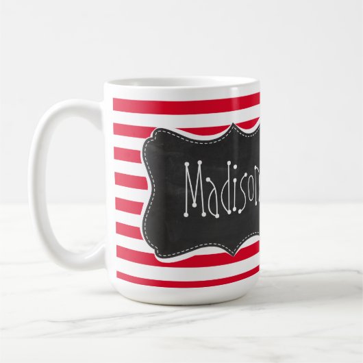 Mug Les rayures rouges du cadmium du tableau noir rétr (Gauche)