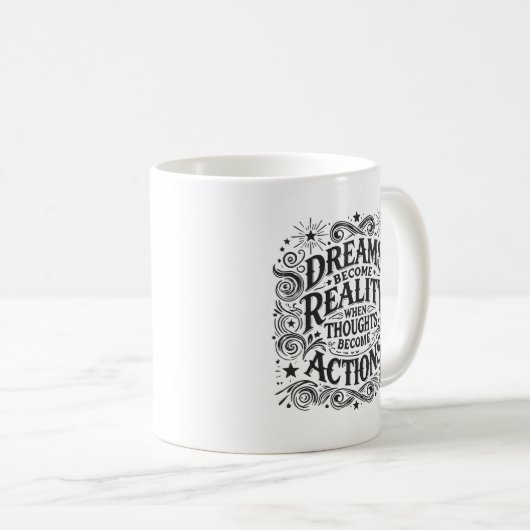 Mug Les rêves deviennent réalité quand les pensées dev (Devant droit)